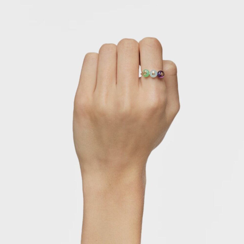 Tous Gold Ring with Green, Light Blue and Purple Spheres - Picture 3 of 3